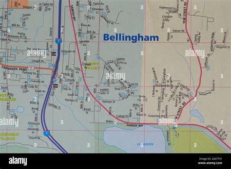 Map of the city of Bellingham, Washington Stock Photo - Alamy