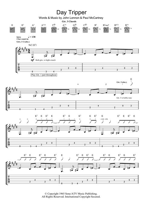 Day Tripper by The Beatles - Guitar Tab - Guitar Instructor