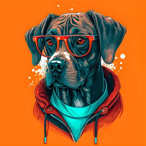 Premium Photo | Funny hipster cute dog art illustration anthropomorphic ...