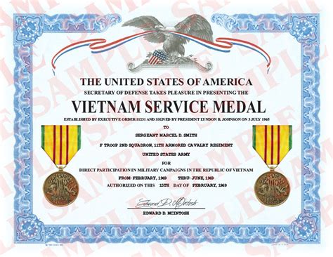 Vietnam Service Medal Certificate – MaxArmory