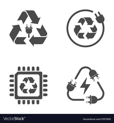 Recycle sign e-waste garbage icons on white Vector Image