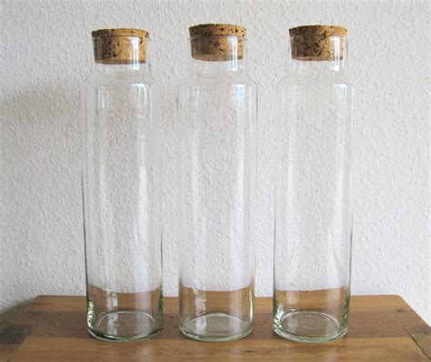 Tall Glass Jars with Cork Lids-Set of 3