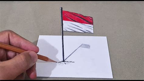 3d drawing flag on paper indonesia - YouTube