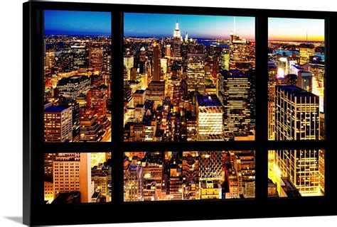 New York City at Night - View from the Window Wall Art, Canvas Prints ...