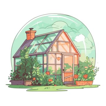 Greenhouse Effect Vector, Sticker Clipart Cartoon House Inside A Greenhouse, Sticker, Clipart ...