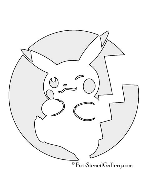 Pokemon - Pikachu Stencil 03 | Free Stencil Gallery | Printable pumpkin stencils, Halloween ...