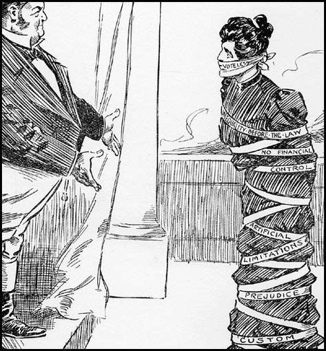 This cartoon represents the many limitations on women in 1800s. This ...