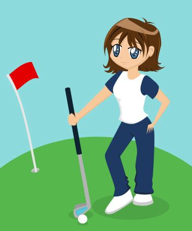 Ilustración de Niña Jugando Golf Vector y más Vectores Libres de Derechos de Actividades ...