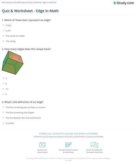 Quiz & Worksheet - Edge in Math | Study.com