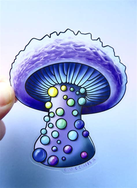 Purple mushroom sticker psychedelic art | Etsy