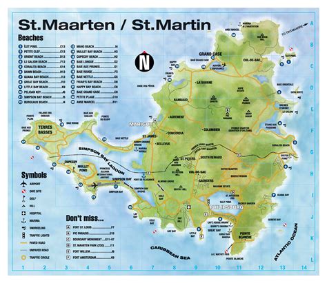 Large tourist map of Sint Maarten, Saint Martin with other marks ...