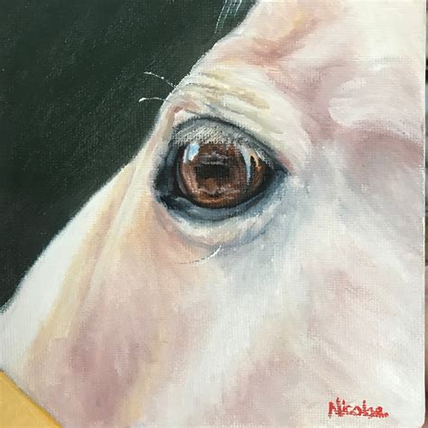 Original Horse eye oil painting on canvas by Nicolae Art Pastel Soul 6x6