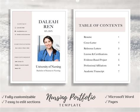 Nursing Portfolio Template Pink Registered Nurse Template - Etsy Ireland