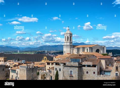 View of the stunning cathedral in Girona, Spain Stock Photo - Alamy