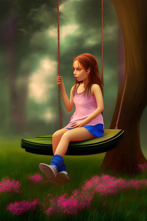 A lonely girl sitting on a swing swinging | Wallpapers.ai