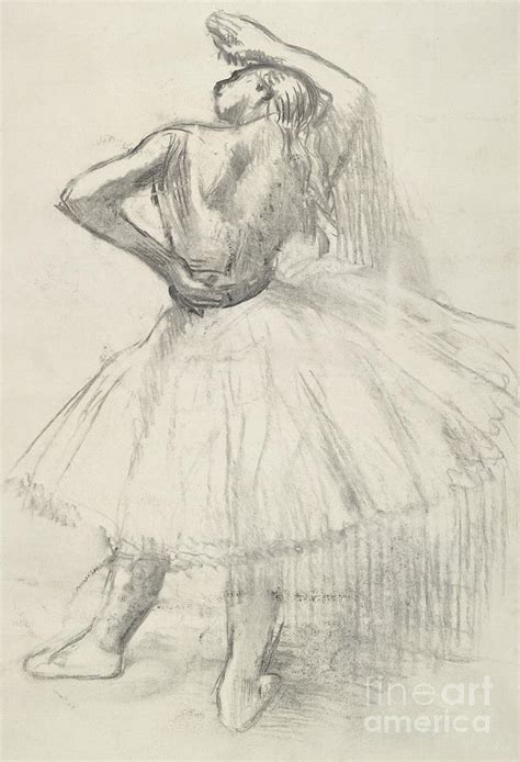 Standing dancer, right arm raised Drawing by Edgar Degas | Pixels