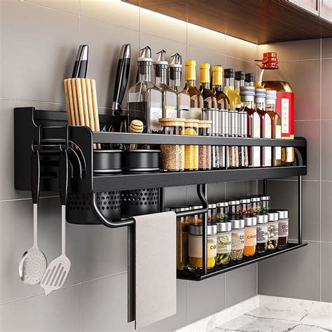 VIMI 2-Tier Spice Rack Hanging Kitchen Organizer Condiments Organizer ...