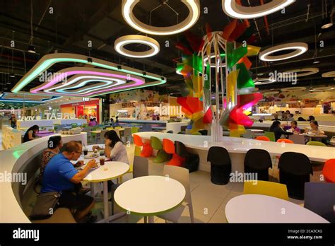 Food court in shopping mall Stock Photo - Alamy