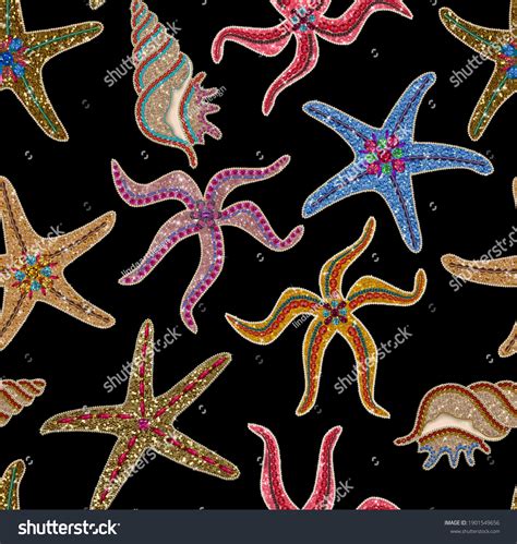 Starfish Mussel Pattern Stars Glitter Texture Stock Illustration 1901549656 | Shutterstock