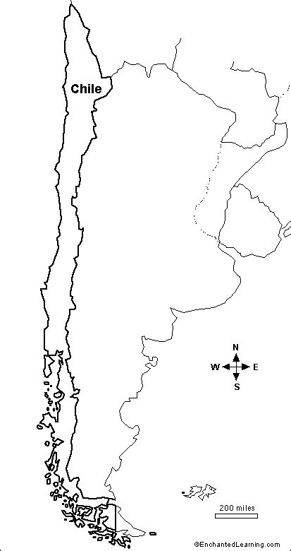 Outline Map Research Activity #1 - Chile - EnchantedLearning.com