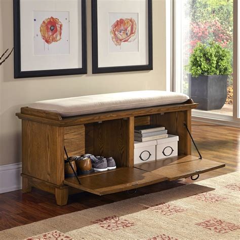 Home Styles Arts and Crafts Mission/Shaker Cottage Oak Storage Bench at Lowes.com