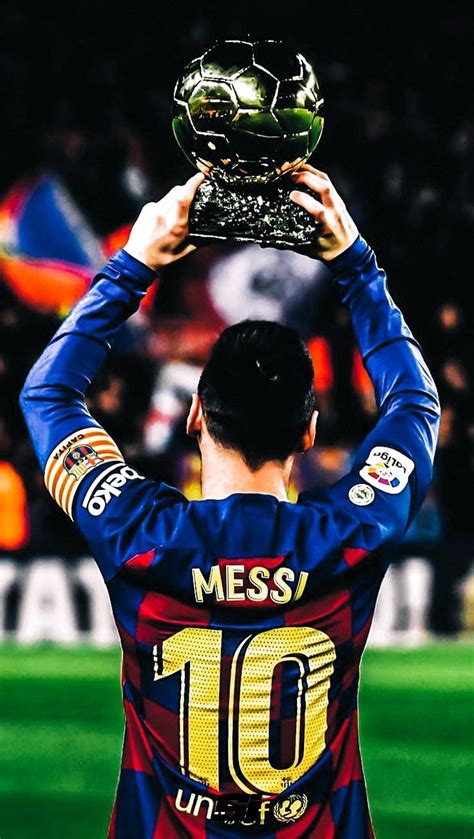 Lionel Messi With Ballon Dor Wallpaper Download | MobCup