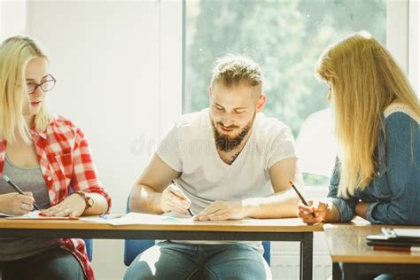 Group of students in class stock image. Image of happy - 110163527