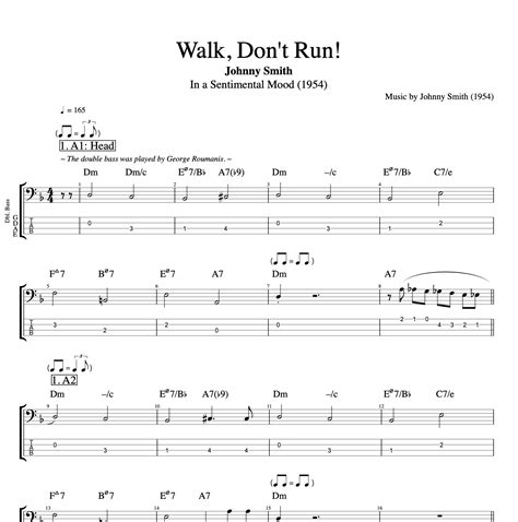 "Walk, Don't Run!" · Johnny Smith || Guitar + Bass || Tabs + Sheet ...