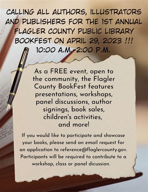 Flagler County Public Library calling for authors, book illustrators, publishers to take part in ...