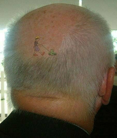Balding | Funny tattoos, Head tattoos, Cool tattoos