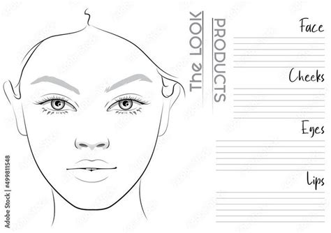 Realistic Makeup Artist Face Chart Template