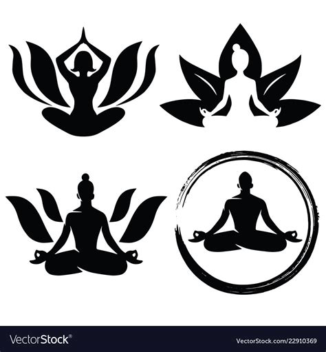 Set of meditation yoga logo design Royalty Free Vector Image