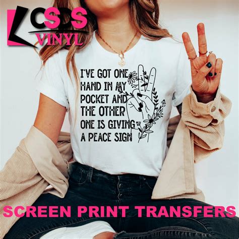 Screen Print Transfer - I've Got One Hand in My Pocket - Black – CSDS Vinyl