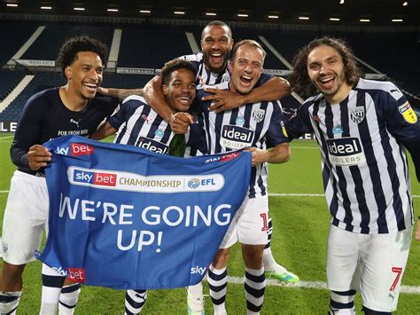 We are going up! West Brom players and staff celebrate promotion ...