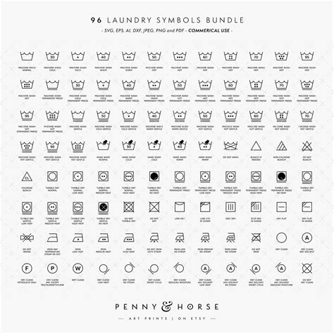 Laundry Symbols SVG Vector Bundle, Wash Label Icons Svg, Laundry Icons ...