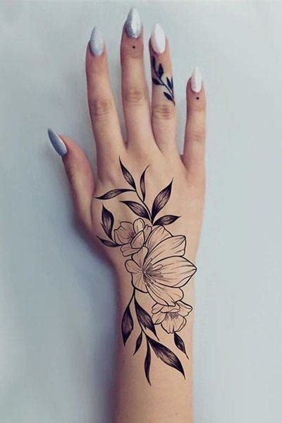 Flower Hand Tattoos For Girls