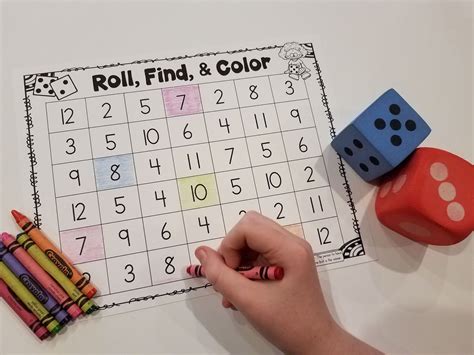 Math Dice Games For Kindergarten - Spider Dino