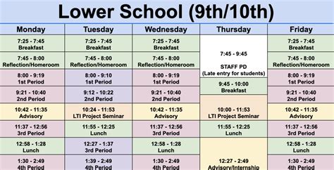 School Schedule - Miscellaneous - Vaux Big Picture High School