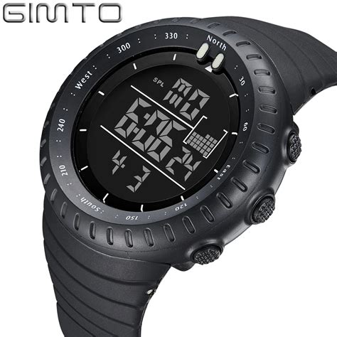 GIMTO Black Digital Sport Watch Men Clock Fashion Military Watches ...