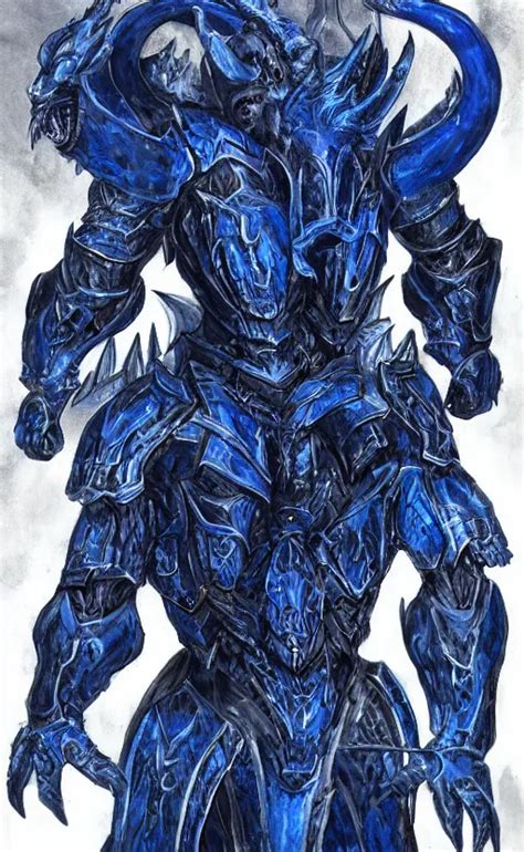 Gothic in dark and blue dragon armor. By | Stable Diffusion | OpenArt