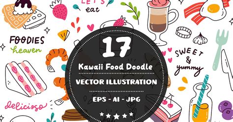 Kawaii Food Doodle with Quotes by GoDoodle on Envato Elements