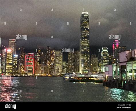 Hong Kong Harbour at Night Stock Photo - Alamy