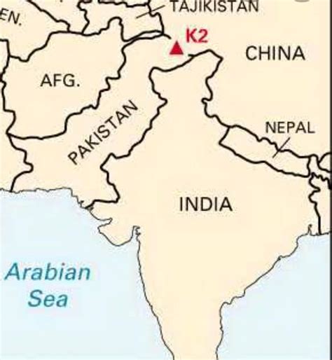 where is mount k2 in map - Brainly.in