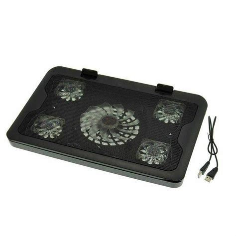 Adjustable Height Laptop Notebook Rapid Cooling Pad 5 Fans LED Fit 7 ...