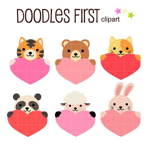 Animals and Hearts Digital Clip Art for Scrapbooking Card Making ...