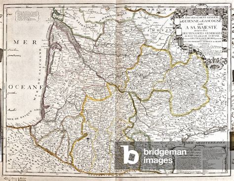 Image of Map of Guyenne and Gascogne (Sout west of France) (Engraving, by Nolin, Jean-Baptiste ...