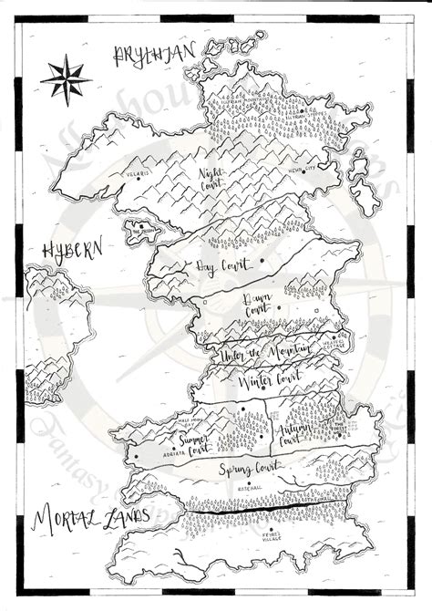 A Court of Thorns and Roses Map of Prythian Print by Allaboutthemaps