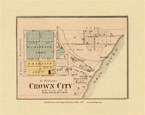 Crown City, Ohio, 1877 - Upper Ohio River and Valley Atlas - Old Map Custom Reprint - USA ...