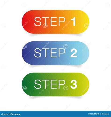 Step One Two Three Progress Buttons Stock Vector - Illustration of design, progress: 168755245