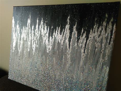 CUSTOM Abstract Glitter Painting, with Silver Leaf | Glitter wall art ...